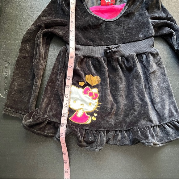 Hello Kitty Sanrio Velour Dress Black Pink Sequin Girls Size 5 Y2K Inspired - Picture 10 of 11